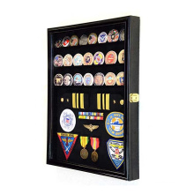 14x18 inch Custom Black Challenge Coin / Medals / Badges / Ribbons / Insignia / Buttons Chips Combo Display Case Box Cabinet